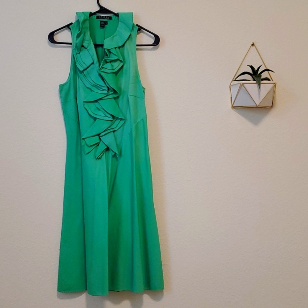 Ralph Lauren green ruffle dress